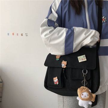 Kylethomasw  Women Simple Crossbody Money Bag Cute Casual Satchel Girls Shoulder Pouch Women Sweet Printed Canvas Diagonal Cross School Bag